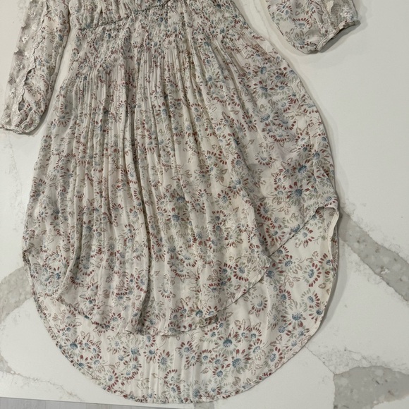 Free People Floral Charolette Chiffon Midi Dress Women’s Small Alabaster Combo - Picture 6 of 16